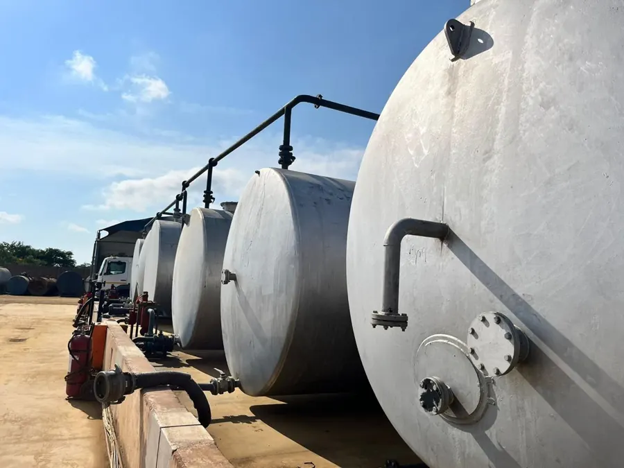 Horizontal fuel storage tanks at a depot